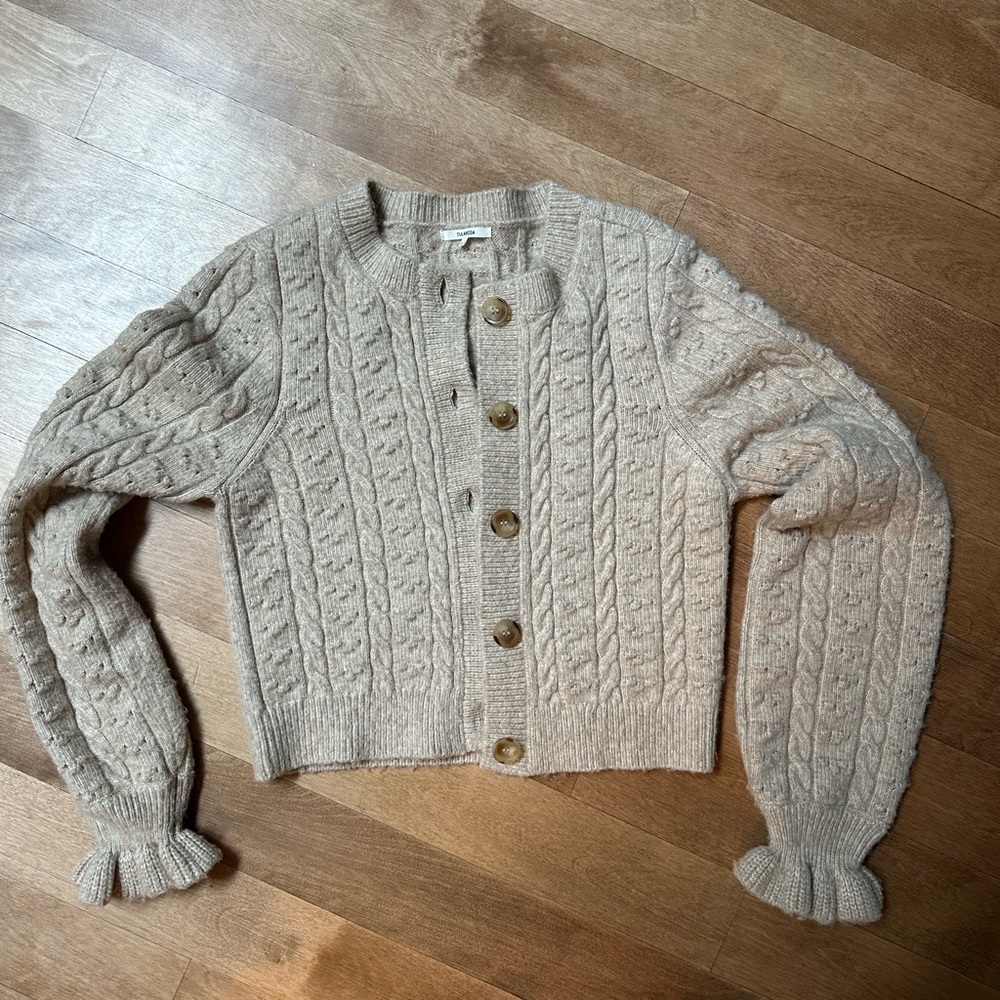 Cable Knit Button-Up Sweater - Cream